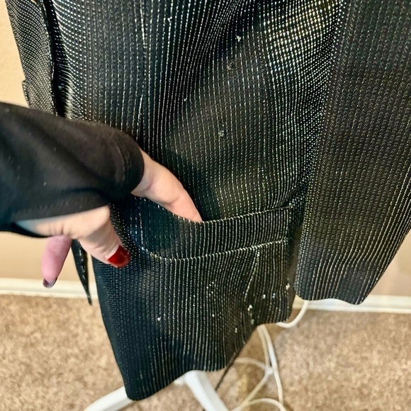 Vintage Krizia Blazer Sz 40 Euro/ Medium US Black Silver Metallic Made in Italy - Picture 7 of 16